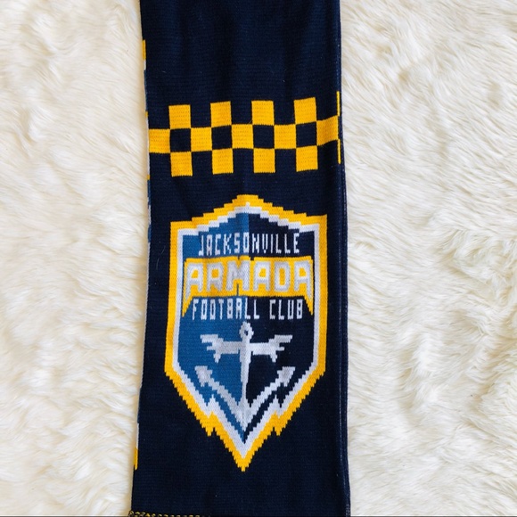 Jacksonville Armada Football Club Soccer Crest Blue and Gold Scarf - Picture 2 of 6